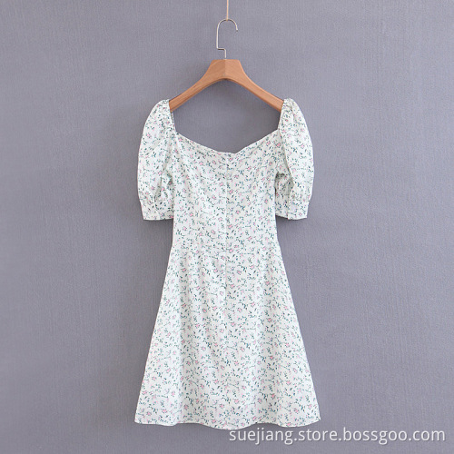 European and American Autumn Women White Flower Dress
